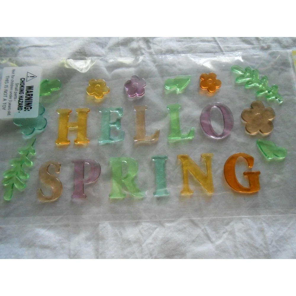 NEW HELLO SPRING Flowers‎ CUTE Window Gel Clings Stickers Decorations 21 count